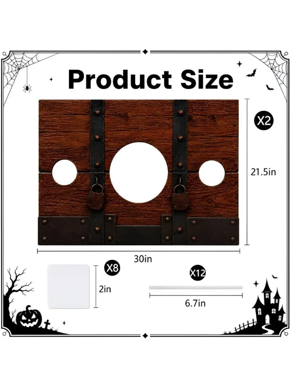 2 Pack Medieval Stockade Photo Prop, Halloween Renaissance Stock Backdrop